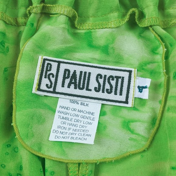 Paul Sisto Bold Colorful Green / Yellow / Red Three Piece Blouse & Pant Set - Picture 12 of 15